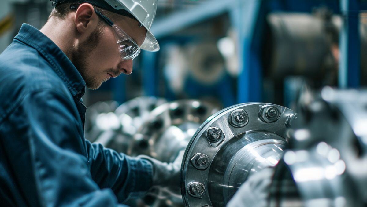 A male working in a manufacturing plant