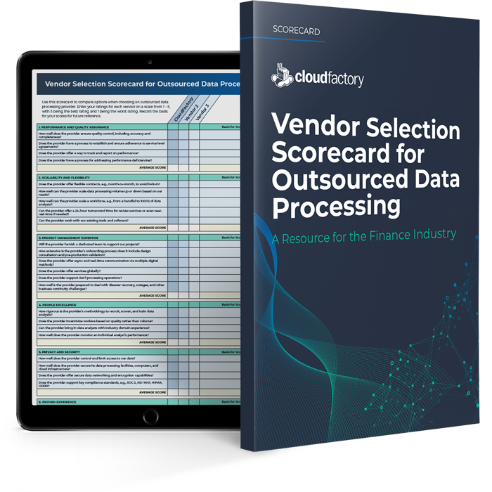 Vendor Selection Scorecard for Outsourced Data Processing